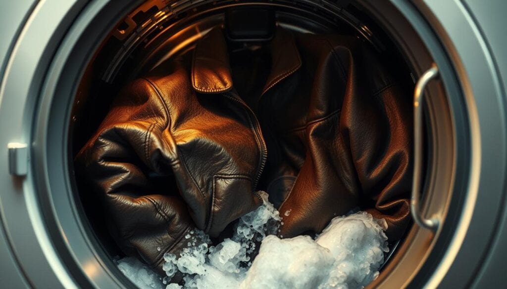 Lederjacke in der Waschmaschine