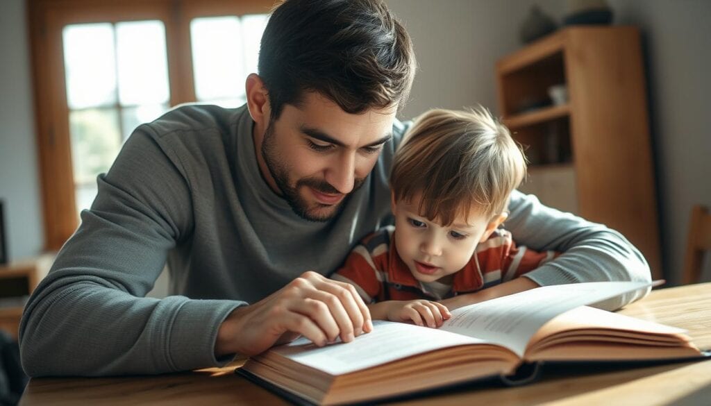 Vater und Kind beim Lernen Vater und Kind beim Lernen