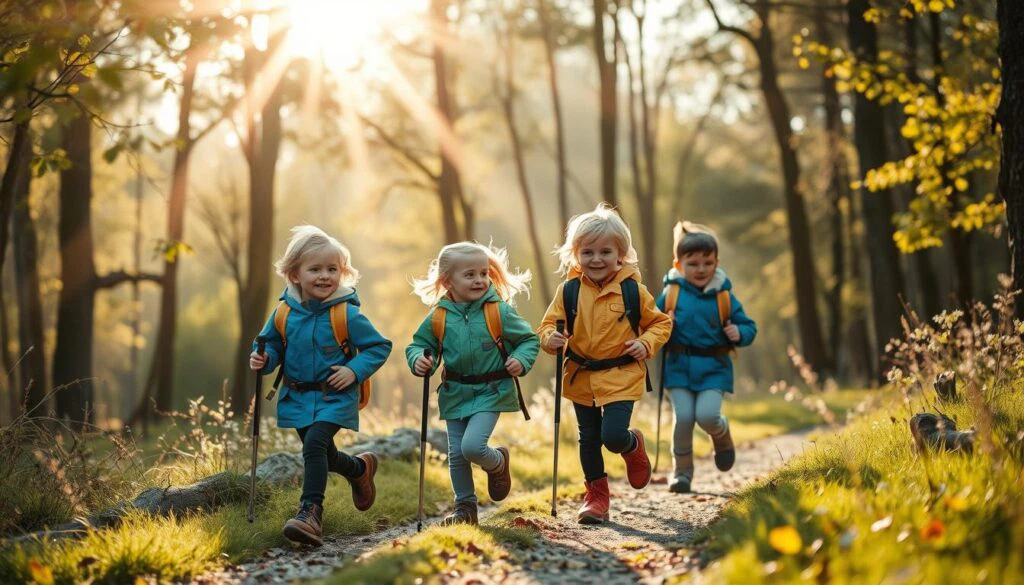 Kinder beim Wandern mit Kindern in verschiedenen Wetterbedingungen Kinder beim Wandern mit Kindern in verschiedenen Wetterbedingungen
