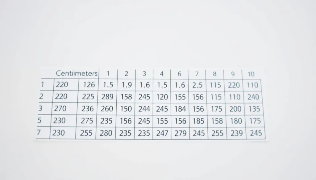 Umrechnungstabelle cm in mm