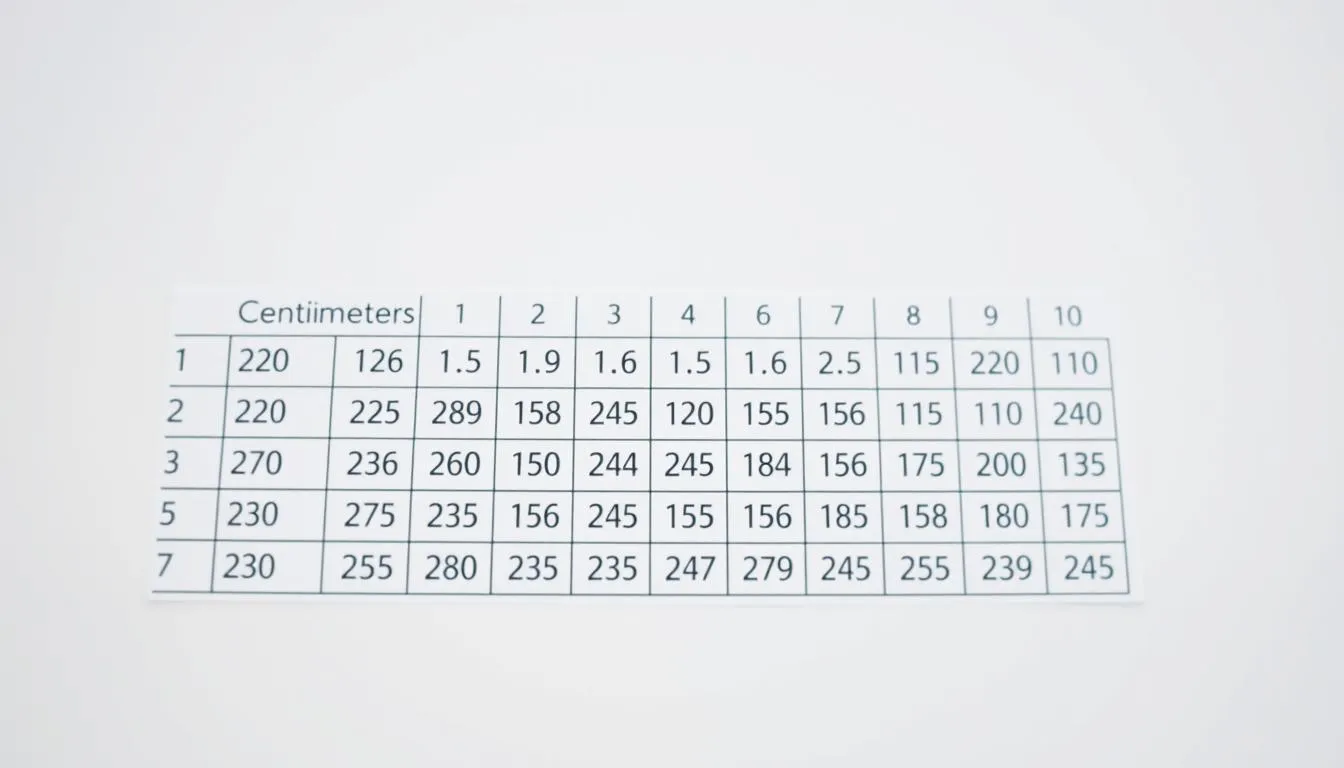 Umrechnungstabelle cm in mm