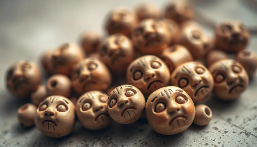 Holzperlen mit Gesicht