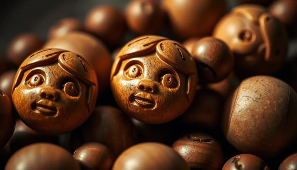 Pflege Holzperlen mit Gesicht
