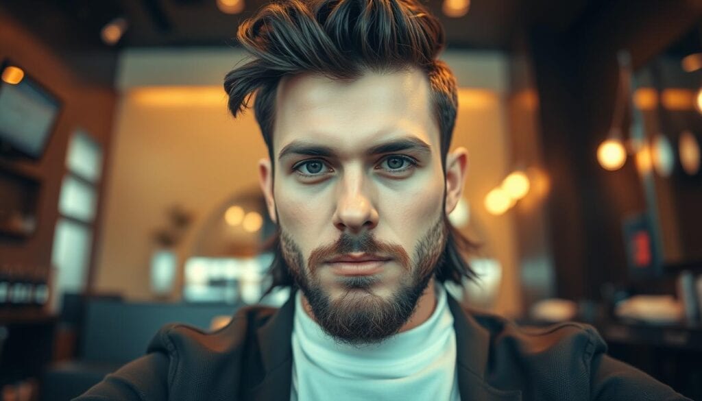 Mullet Frisur mit Bartstyle Mullet Frisur mit Bartstyle